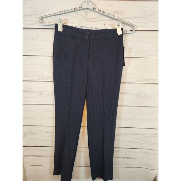 NWT Jones New York‎ Signature Women's Navy Blue White Stripe Ankle Pants Size 8 - Picture 1 of 8